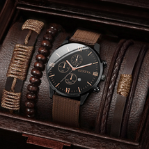 4PCS/Set Fashion  Watch Casual Nylon Band Analog Quartz Watches With Cal... - $18.99