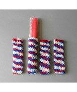  Set of 4 Handmade Crochet Freezer Pop Cozies - Red, White &amp; Blue - NEW  - $14.00