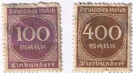 Stamps Germany Deutsches Reich 1923 Weimar Republic 2 Values In Circle Used - £0.55 GBP