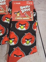 3 Pair Lot, Angry Birds Men&#39;s Red Portraits Crew Socks Sz. 6-13 NWT - £9.52 GBP