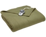 Sunbeam Quilted Fleece Electric Heated Blanket Ivy Green King - £60.09 GBP