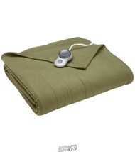 Sunbeam Quilted Fleece Electric Heated Blanket Ivy Green King - £60.73 GBP