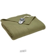 Sunbeam Quilted Fleece Electric Heated Blanket Ivy Green King - £60.66 GBP