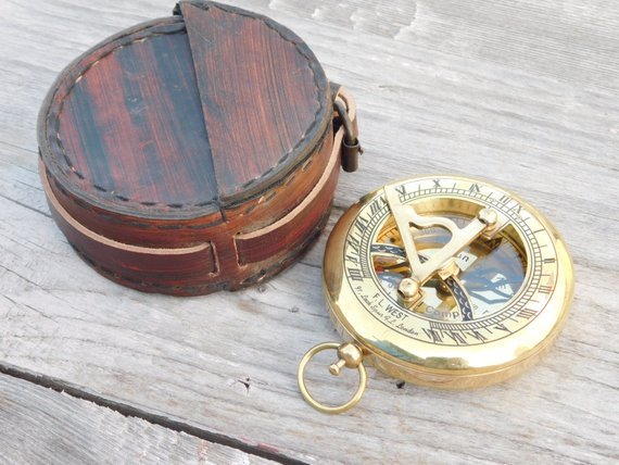 NauticalMart Push Button Brass Sundial Compass - Compasses