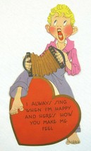 Vintage Valentine Card Barefoot Country Boy Hillbilly Sing Play Accordio... - $9.99