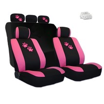 For VW Car Seat Covers with Pink Paws Logo Set Tone Front and Rear New - $40.44