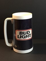 Budweiser BUD LIGHT Beer Mug Dark Blue/Black w/White Trim Plastic with Logo - $8.77