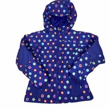 Lands End Kids Jacket Girls Medium 5-6 Purple Polka Dot Puffer Hood Full Zipper - $19.79