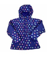 Lands End Kids Jacket Girls Medium 5-6 Purple Polka Dot Puffer Hood Full... - $19.79