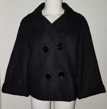 Worthington Black Jacket Coat Double Breasted 3/4 Sleeves Size Medium Lined - £19.43 GBP