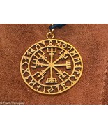Vegvisir Bronze Pendant – Viking Compass, 3.7 cm Disc, 5 mm Bail - $922.00 MXN
