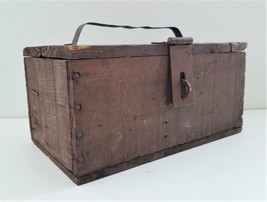 1800s Antique Handmade Wood Lidded Box Early Paint Aafa Ooak Prim Document Tool - £69.86 GBP