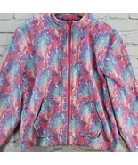 Eddie Bauer Fleece Jacket Girls Sz 14-16 Tie Dye Pink Purple Zip Up Flaw  - £15.56 GBP
