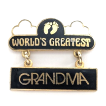 VTG Worlds Greatest Grandma Hang Ten Footprint Clouds Dangle Pin Grand M... - £10.03 GBP