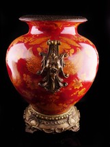 HUGE Gargoyle Urn - Antique style HEAVY pottery vase - brass Jardiniere - bacchu - £379.88 GBP