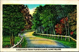 Generic Greetings From Farmingdale Long Island NY New Yok 1937 Postcard WB - £3.13 GBP