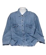 Levis VTG Denim Work Shirt Jacket Blue Plaid Fleece Lined Button Up Mens... - £38.06 GBP