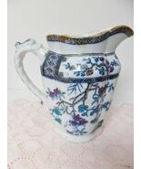 Old English Pitcher blue ware oriental motif, head fish handle original ... - €46,66 EUR