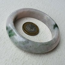 57mm Certified Type A Icy Jadeite Bangle Ice Pink Lavender Green Flower ... - $3,269.15 MXN