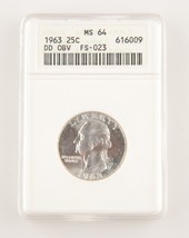 1963 25 ¢ Double Die Obverse FS-023 Washington Quarts Classé As MS-64 Pa... - $82.64