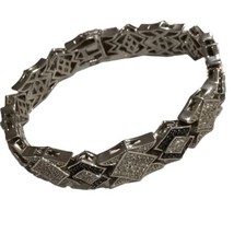 Sterling Silver Men&#39;s Silver-Tone Cz Cubic Zirconium Fancy Link Bracelet 9.25” - £248.87 GBP