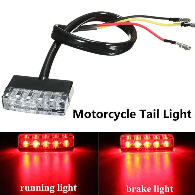 Ower motorcycle scooter atv bike red rear tail 12v mini 5 led universal low consumption thumb200