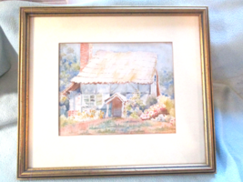 Vintage Watercolor Signed  Featuring Country Cottage Signature Indistinct - £14.63 GBP