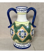 South American Hand Painted Urn Style Vase Folk Art Floral Print Cottage... - £17.01 GBP