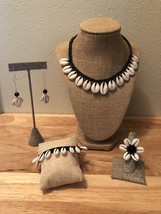 Half Cut White Cowry Shell Choker Jewelry Set,Artesian Jewelry,Hawaiian ... - $70.00