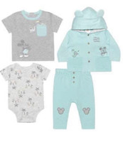 Disney Baby Mickey Infant 4-piece Layette Set NEW I9 - £12.95 GBP