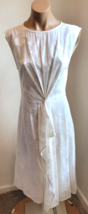 JASON WU COLLECTION White Cotton Sleeveless Midi Dress with Pleating  De... - $425.00