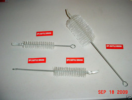 3 Piece Clear Nylon Bristles Bottle/Cleaning Tube Brush Set Assorted Diameters - £6.38 GBP