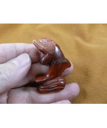 (Y-DOL-JU-563) Red Jasper DOLPHIN JUMPING Porpoise gemstone stone statue... - $19.22 CAD