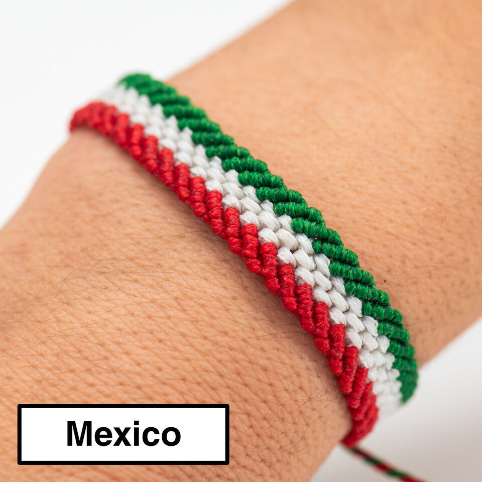 Mexican flag Bracelet, Gift for Men, Friendship Bracelet, Waterproof, Adjustable