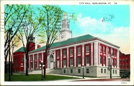 City Hall Building Burlington Vermont VT 1932 Vtg Postcard T10 - £2.32 GBP