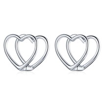 BISAER Stud Earrings 925 Silver Minimalism Star Heart Earrings For Women Wedding - £17.92 GBP