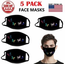 5 Face Mask Reusable Washable Breathable Unisex Black Print Cloth Face M... - $15.99