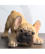 Realistic Lifelike Crouching French Bulldog Frenchie Puppy Figurine Decor - £25.16 GBP