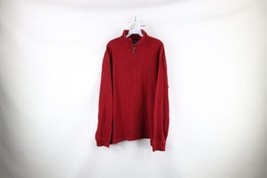 Vtg 90s Ralph Lauren Mens Large Faded Cotton Ribbed Knit Half Zip Sweater USA - £34.79 GBP