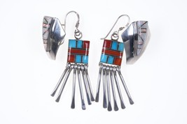 2 pr Vintage Native American Sterling and stone inlay earrings - £99.40 GBP