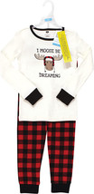 NEW Hudson Baby I Moose Be Dreaming PJs 2 Pc Pajamas Set 18-24 mo buffalo plaid - £7.78 GBP