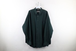 Vtg 90s Eddie Bauer Mens Large Faded Broadcloth Collared Button Down Shirt Green - £34.91 GBP