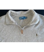 Polo Ralph Lauren Men&#39;s Gray Cotton Pullover Sweater XXL 2XL 1/4 Zip Pony - $22.49