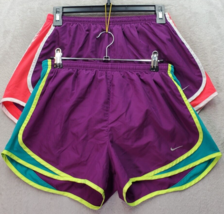 Lot Of 2 Nike Shorts Womens Medium Purple Teal Coral Lined Dri Fit Elast... - $23.05