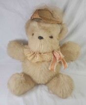 Custom Plush Teddy Bear 20&quot; Rosie Cheeks Designer 1985 Straw Hat Lace Hat - £34.12 GBP