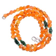 Carnelian Green Aventurine Gemstone Mix Shape Smooth Beads Necklace 17&quot; UB-4064 - £7.82 GBP