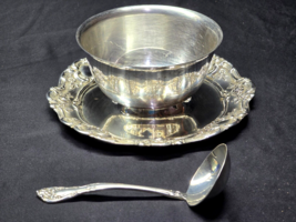 Vintage GORHAM Silver Plated 5” Sauce Bowl With Attached Underplate Plus... - $18.79