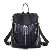 Nylon Women&#39;s BackpaPlaid Ladies School Bags Fashion Female Shoulder Backpack Wa - £25.43 GBP