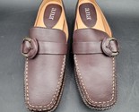 New A.N.A. Ana Womens Brown Leather Slip On Buckle Mules Low Heel Reese ... - $18.80