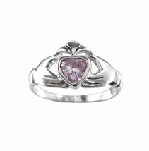 Claddagh Sterling Silver Light Lavender Crystal Ring, Size 10 - £23.59 GBP